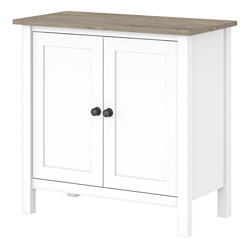 Bush Furniture Mayfield Accent Storage Cabinet with Doors, Pure White and Shiplap Gray
