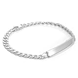 Largeur de la maille: 6mm jewellerybox Gourmette Identité pour Hommes en Argent 925/1000 21,6cm - A Graver