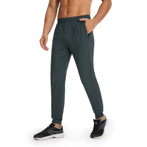 M MAELREG Mens Joggers Sweatpants with Zipper Pockets Lightweight Stretch Workout Athletic Track Pants for Men Dark Grey