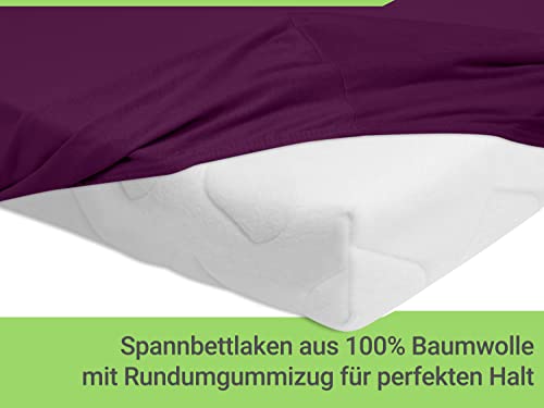 Emily´s Check Doppelpack Bettlaken Betttuch Spannbettlaken 1493.2123, 140 x 190-200 cm, Lila – Ansicht 4