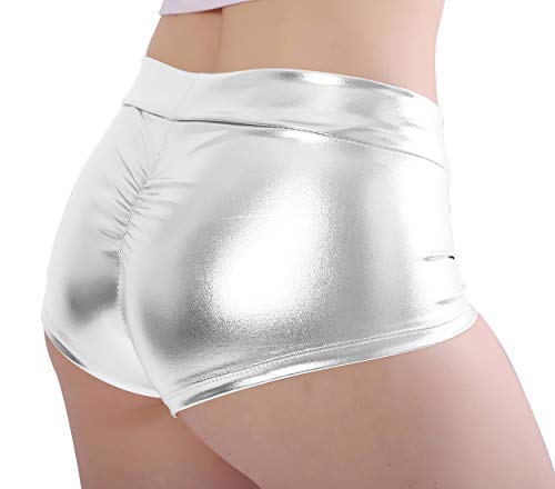 Kepblom Women's Shiny Metallic Rave Booty Shorts Hot Pants Dance Bottom #TOP2