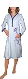 Mit Knopfleiste Consult-Tex Damen Langarm Nachthemd 100% Baumwolle DW301 (36/38, Lightblue)