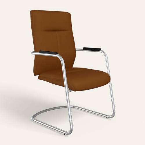 Image of Interio by Godrej La Sede Visitor Leather Executive Chair Dark Tan