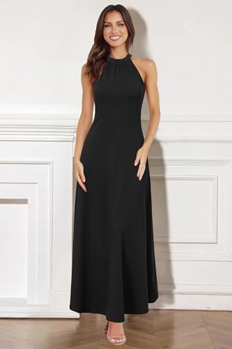 Image of STYLEWORD Women's Summer Floral Halter Maxi Dress Vacation Semi Formal 2026
