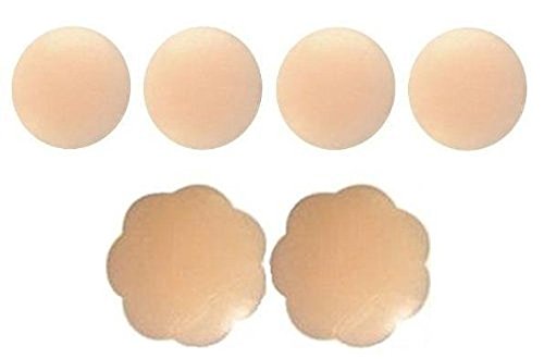 HOME Caches tétons, 3 Paires de caches-tétons adhésifs Invisibles réutilisables en Silicone: 1 Paire en Forme de Fleur + 2 Paires de Forme Ronde - INTERCHARMS©