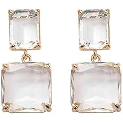 Purificadora De Agua Diamante QIN Pendientes de purificadores de Cristal Cuadrados Transparentes Mojer Moda Girls Elegante gotitas de Agua Simple Joyería Ligera