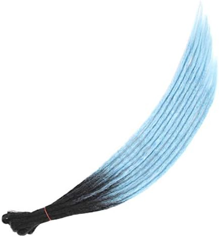 Dsoar 24 inch Ombre Dreadlock Extensions 10 Strands Handmade Synthetic Dreads Twist Braiding Hair Crochet Reggae Dreadlock(Ombre Black and Light Blue)