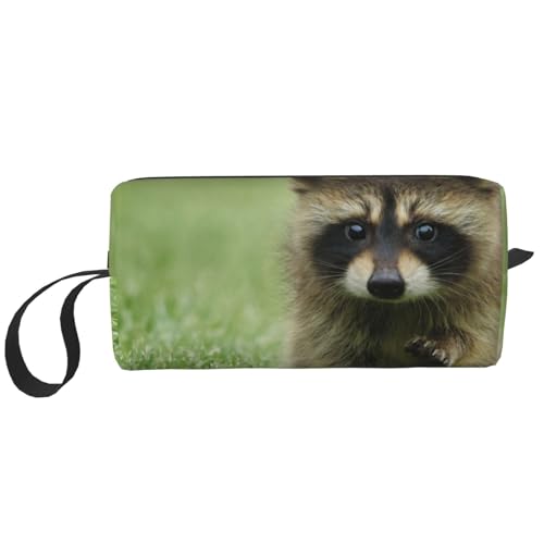 Borsa per il trucco per la ricezione per cosmetici da viaggio da toilette per portatile Organizer Simpatico procione stampato alla moda