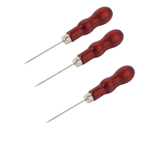 sourcing map 3 Stk 2 mm Durchmesser Tipp Holzgriff maßgeschneiderte Nähen gerade Nadel Vorstecher Ahle Werkzeug de