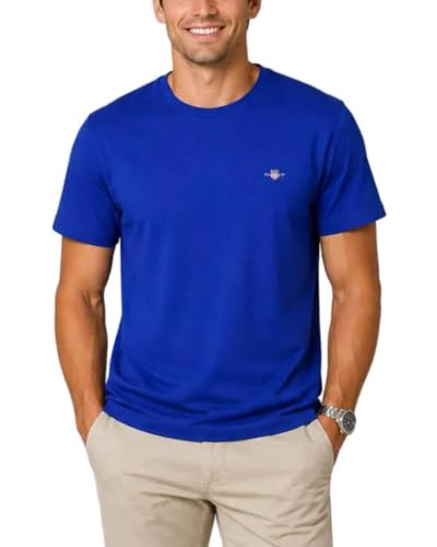 GANT Men's Reg Shield Ss T-Shirt, Crisp Blue, L