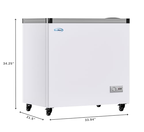 KoolMore 33 in. Flat‑Top Ice Cream Display Freezer, 7 Cu. Ft. Commercial Chest Freezer with Sliding Glass Doors, ETL Listed in White on Fridge.com