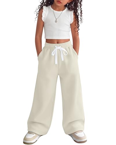 Image of JoyMotion Toddler Girls Sweatpants Baby Wide Leg Pants Kids Drawstring Baggy Open Bottom Jogger Clothes with Pockets 18M-5Y