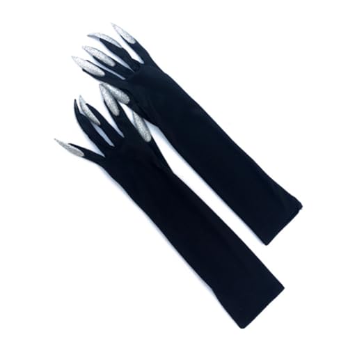 TOWARDSNAN 1 par de guantes de Halloween versátiles para disfraz, guantes de mano transpirables, portátiles, unisex, accesorio de cosplay, suministros de fiesta temática de terror, plata, Talla única