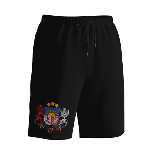 Coat of Arms of Latvia Men's Quick-Dry Board Shorts 7" - Swim Trunks Summer Hawaii Beach2