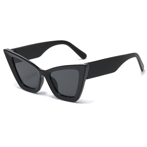 Lunettes de Soleil Oeil de Chat Anti-Éblouissement Lunettes Rétro Femmes Vintage UV400 Noir