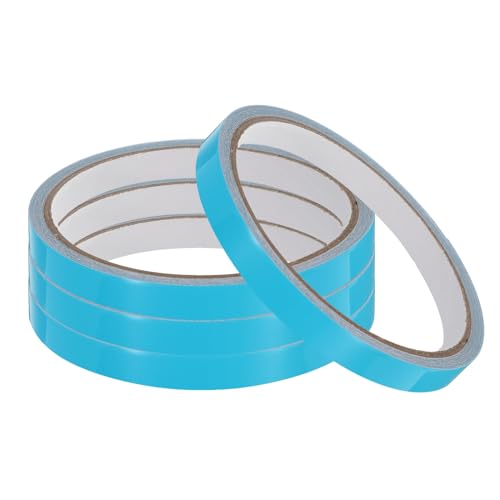 Image of uxcell 4Rolls Glow in The Dark Tape, 0.3 inch x 9.8 ft Fluorescent Adhesive Tape Luminous Tape for Stairs, Walls, Steps, Exit Sign, Home Decoration, Sky Blue