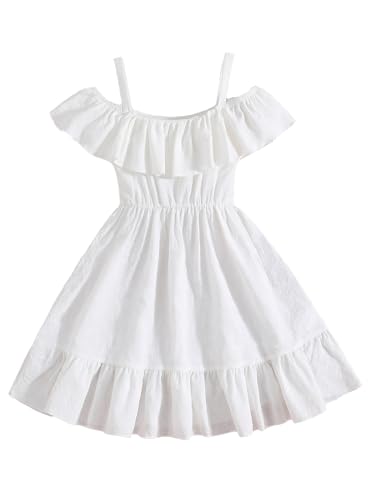Floerns Girl's Cold Shoulder A Line Ruffle Dress Elegant Short Birthday Dresses