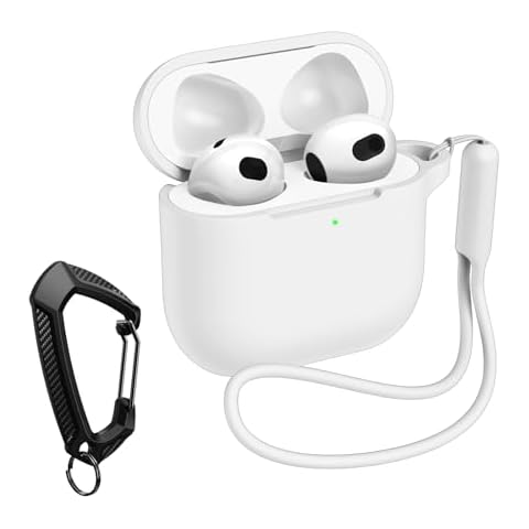 MILPROX Case Compatible for AirPods 4 Case - Soft Silicone Protective Skin Cover with Keychain/Strap, Front LED Visible, Shockproof Slim Cases Compatible for Airpod 4th Generation - White Cover