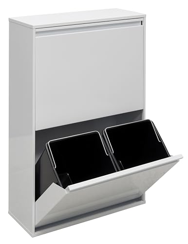 ARREGUI Basic CR601-B Mülltrennsystem aus Stahl | 4 Fächer Mülleimer für die Küche | 4 Fach Abfalleimer | 4x17L (68L) | Herausnehmbare Inneneimer mit Griff | Recycling Schrank für Mülltrennung | weiß
