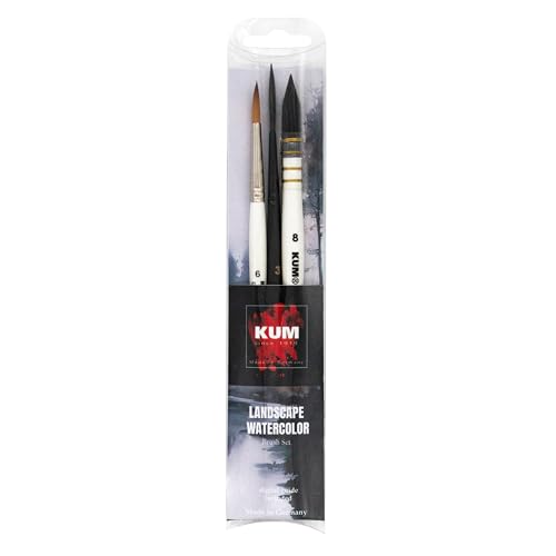 Pinceaux aquarelle KUM 5147916 Landscape, set de 3 pinceaux artiste de voyage black/white