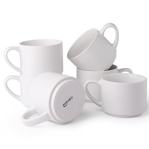 GBHOME 14 oz Ceramic Coffee Mug Set (6) Matte White
