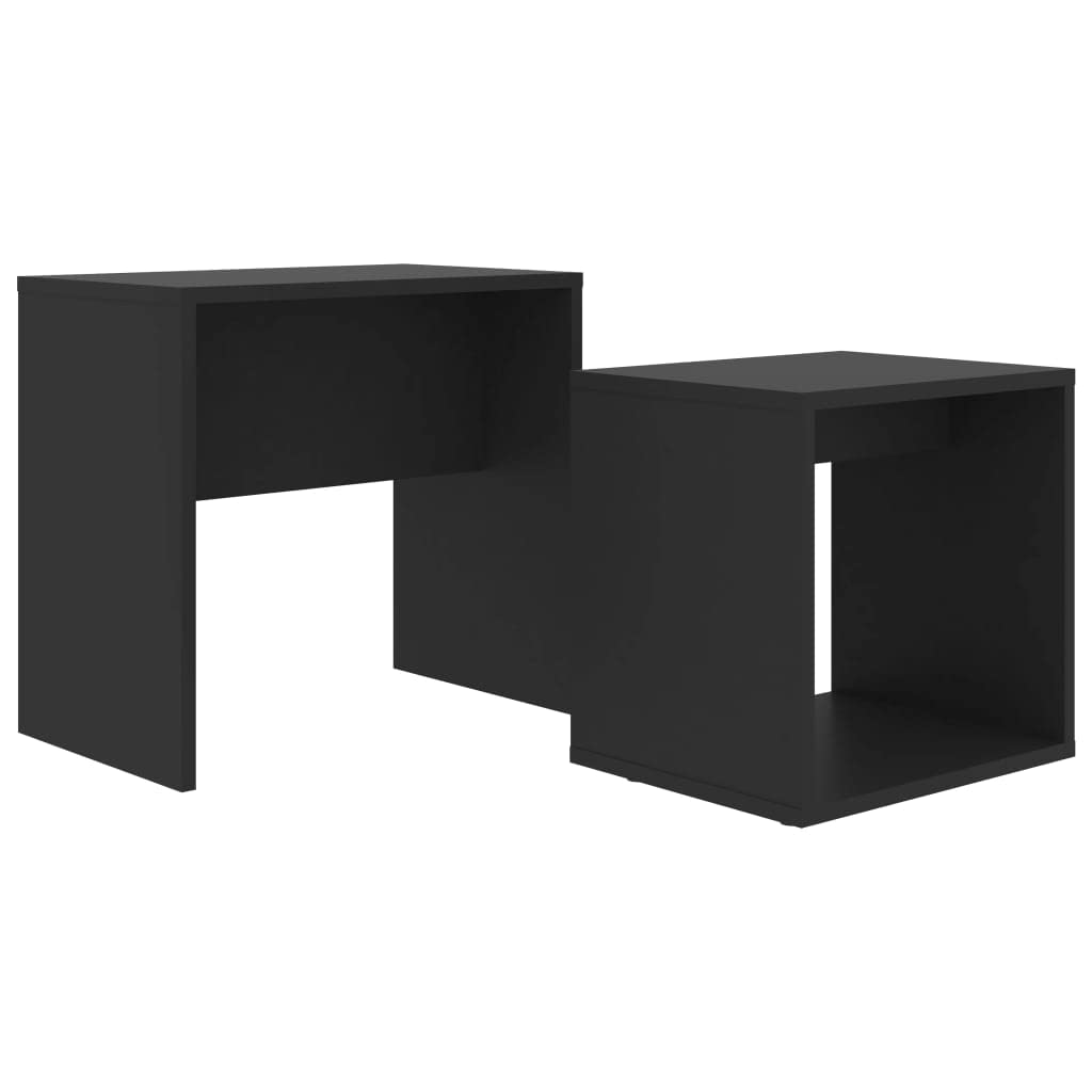 Juego de mesa de café negra 48 x 30 x 45 cm, material de madera, diseño moderno, ahorra espacio, pequeña mesa auxiliar para salón, dormitorio, oficina