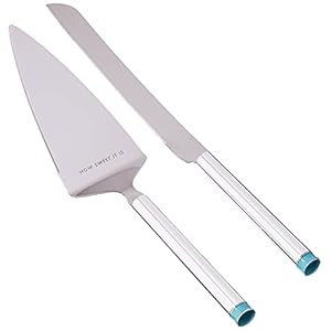 Kate Spade New York Take the Cake Knife and Server 2-Piece Dessert Serving Set, Silver-plate and Turquoise