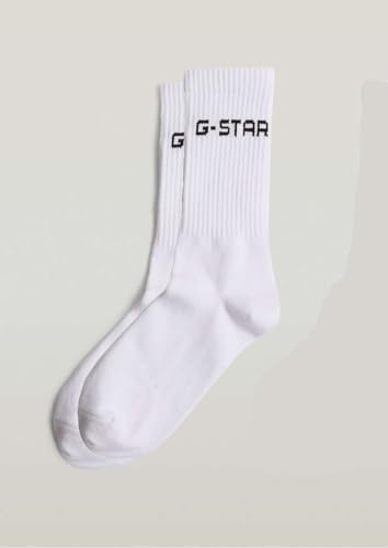 G-STAR Men's Cotton Blend Brand Logo Mid-Calf Athletic Crew Sock 2-Pack4