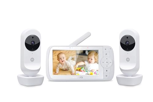 Motorola Nursery VM35-2 Ease 35-2 - Babyphone con 2 Cámaras, Video Baby Monitor de 5.0 pulgadas , Pantalla Dividida, Visión Nocturna, Comunicación Bidireccional, Nanas, Zoom, Temperatura Ambiente