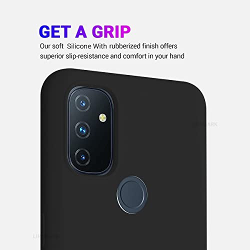 Image of LIRAMARK Liquid Silicone Soft Back Cover Case for OnePlus Nord N100 5G / 1+Nord N100 (Black)