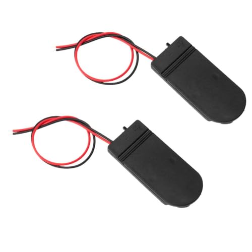 Image of Button Battery Holder for 2 x 3V CR2032 - with ON /Off Switch & Wires - LED Power Supply Case for DIY Electronics, Arduino, STEM, and Hobby Projects(Pack of 20) Black