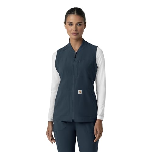 Carhartt Force Cross-Flex Women's Lightweight Scrub Vest, Navy, M