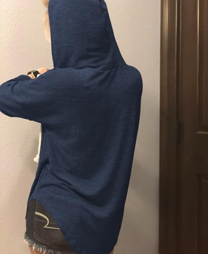 Image of Womens Long Sleeve V Neck Hoodie Sweatshirts Lightweight Pullover Tops