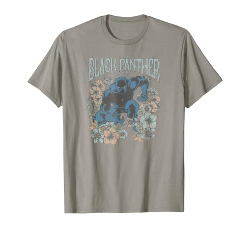 Marvel Avengers Black Panther Floral Spring Poster T-Shirt