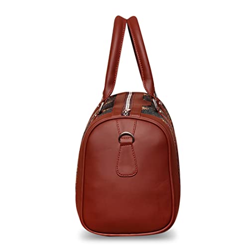 ZOUK Vegan Leather Handmade Women's Handbags with double handles and detachable Sling Strap