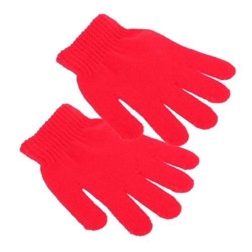 BESPORTBLE Knitted Gloves for Winter Warm Five Finger Mittens for Ages Solid Color Design Red Lightweight Washable for