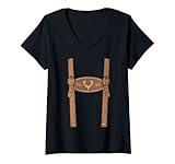 Damen Tracht Ersatz Lederhose Kinder Trachtenshirt Herren Trachten T-Shirt mit V-Ausschnitt
