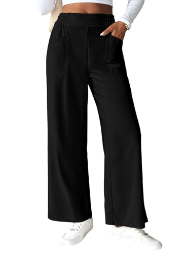 EVALESS Womens Baggy Wide Leg Pants Casual Elastic Waisted Palazzo Harem Pant with Pockets3