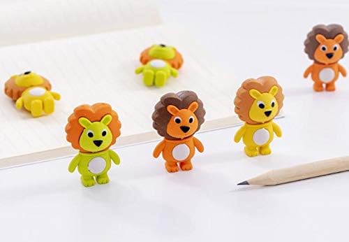 Image of AK Store (Pack of 4) 3D Cute Cartoon Shape Rubber Pencil Erasers, School Stationery for Kids, Boys Girls, Birthday Return Gifts (Lion)