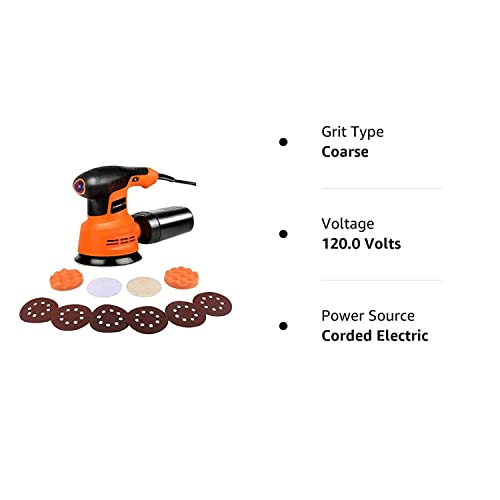 Enertwist Orbital Sander, 5 Inch Variable Speed 2.4A Electric Random Orbit Sander Kit #TOP1
