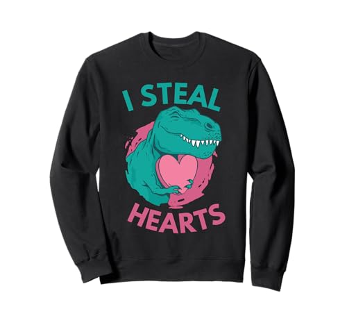 Lindo Robo Corazones T-Rex Dinosaurio Pareja Amor San Valentín Sudadera