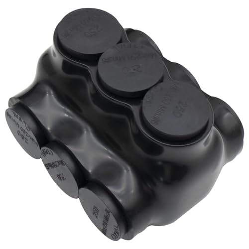 6AWG-250Kcmil Insulated 3 Port Inline Splice Connector Black Wire Connectors,Allen Hex 5/16" Insulated Cable Connectors Pre-Loaded Oxide Inhibitors,UL Listed(1pcs)