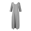 Cotton Linen Dresses for Women 2025 Summer 3/4 Length Sleeve V Neck Maxi Dress Boho Vacation Beach Sundresses Gray #2