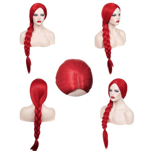 Image of Cying Lin 28 inch Long Braid Wigs Costume Red Wigs for Women Cosplay Party Halloween Wig Include Wig Cap