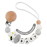 SUPHELPU Personalized Pacifier Clip with Name, Custom Silicone Beaded Pacifier Clips for Boy Girl, P
