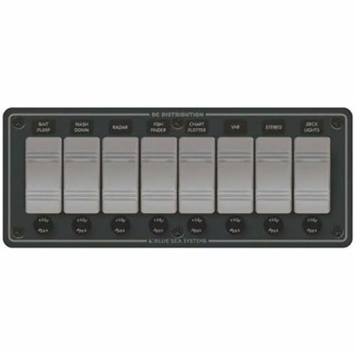 Blue Sea Systems 8261 Contura Water Resistant 12V DC Panel - 8 Position