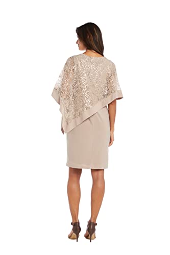 Rm Richards Women's Draped Sequin Lace Poncho Party Dress - Cocktail Dress (8, Champagne) #TOP1