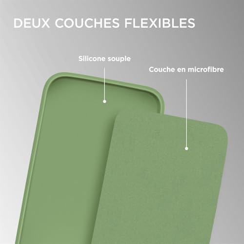 Coque silicone iPhone 17 OneFlow vert avec protection caméra arrière