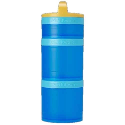 Image of Whiskware Stackable Snack Containers for Kids and Toddlers, 3 Stackable Snack Cups for School and Travel, Blue