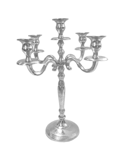 Kerzenständer Kerzenhalter 5-Armig Aluminium Aluminiumguss Silber Raw -...
